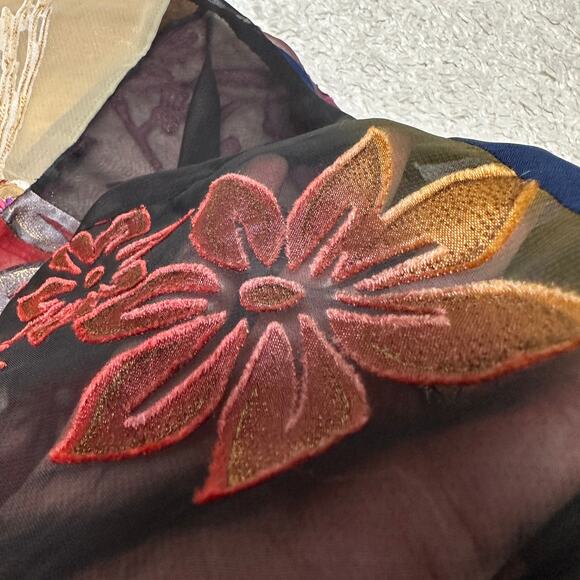 Sterling Styles Art Silk/Velvet Patch Tunic Top Artistic Boho Cover Up Sz: OS - Picture 6 of 8